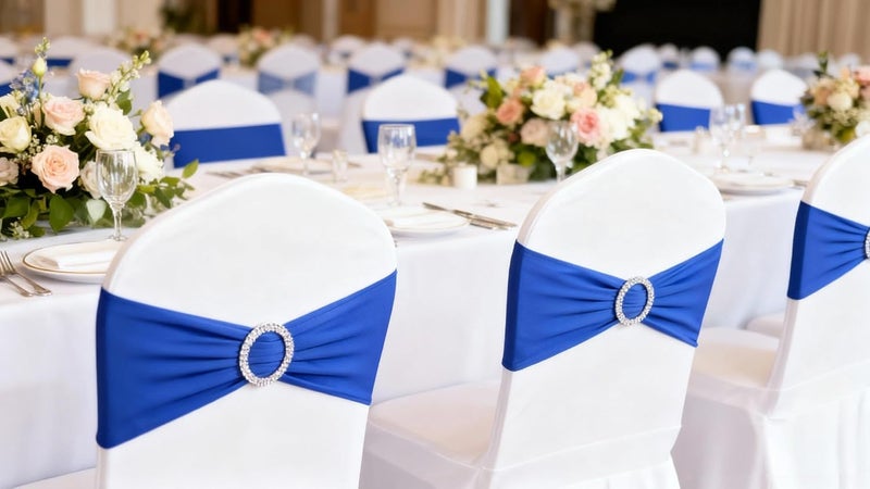 JFDYDM 50 Pack Royal Blue Chair Sashes, Blue Chair Bands with Buckle Slider, Chair Bows for Party Wedding Birthday Decor - Image 2